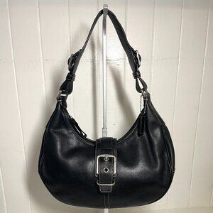 Vintage Coach Hampton Buckle Hobo Shoulder Bag - 7548 - Black